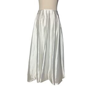 Commense Women’s Small A-Line Satin Midi Zippered Bubble Hem Skirt Boho Cottage